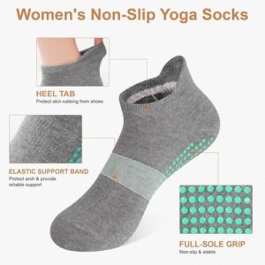 ELUTONG Yoga Socks Anti Skid Grip Non Slip Socks (4 Pairs) for Women Pilates