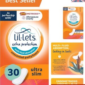 Extra Protection Pantyliners – 30 Count, for Light Bladder Weakness & Freshness