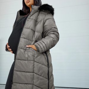 Bump It Up Maternity Curve Women’s Plus Size Zip Side Puffer Coat