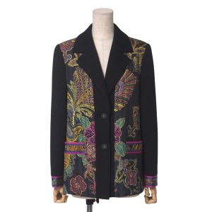 Mint LEONARD Jacket Size 9AR Quilted Botanical Tailored Jacket Mixed Materia…
