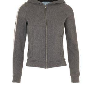 Prada Sport Zip-Up Hoodie Womens XS Grey White Cotton