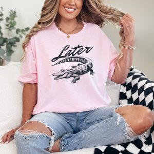 Later Womens Ring-Spun T-Shirt Alligator Animal Humour Gift For Her
