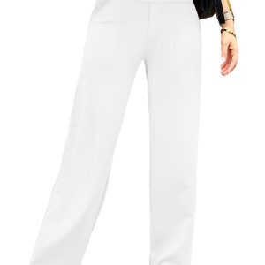 1X(Yoga Pants Women Wide Leg Pants with Pockets High Waist Stretch Dress4829