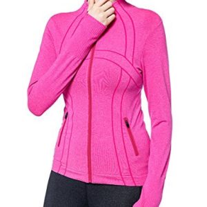 Women’s Fuchsia Sports Jacket Full Zip Stretch Running Workout Top