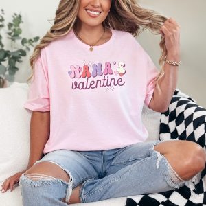 Mamas Valentine Womens Ring-Spun T-Shirt Valentines Day Mum Life Gift For Her