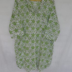 2XL Size Floral Hand Block Print 100%Cotton Night Shirt 36 Inches Dress SH-20
