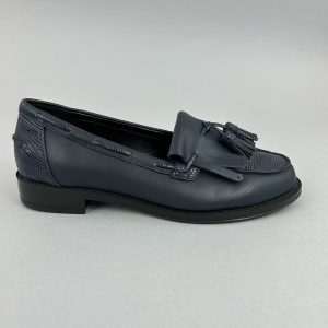 Dune Navy Leather Loafer Tassel Fringe Slip On Office Work Dress Shoes EU37 UK4