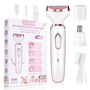 ACWOO Cordless 4 in 1 Electric Lady Shaver for Women, Rechargeable Painless