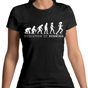 Evolution Of Woman Running – Womens T-Shirt – Runner – Race – Sport – Athlete
