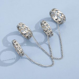 4x2x Stackable Ring Set Punk Ring Hip Pops Ring Alloy for Women Men Jewelry