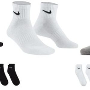 NIKE SOCKS 3 PAIRS PACK – WHITE LIGHTWEIGHT CREW ANKLE MENS WOMENS SPORTS UK 5-8