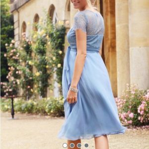 SERAPHINE CORNFLOWER SILK & LACE MATERNITY 6 SIZE DRESS