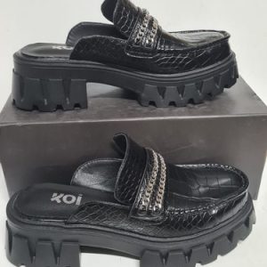 KOI vegan chunky croc print backless loafers in black Uk Size 5 Eu 38 RRP £60