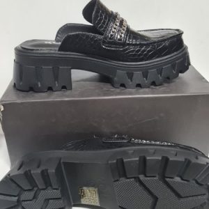 KOI vegan chunky croc print backless loafers in black Uk Size 5 Eu 38 RRP £60