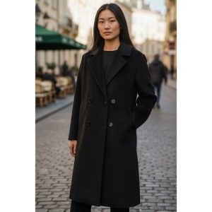 SHEIN Clasi Double Breasted Lapel Collar Overcoat Fall Winter Cloth for Women