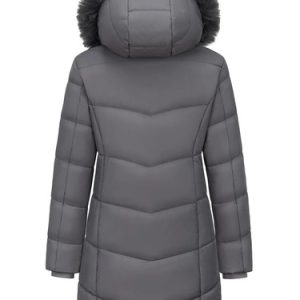 Women’s Long Winter Parka Coat Warm Thick Puffer Jacket with Faux Fur Hood Water