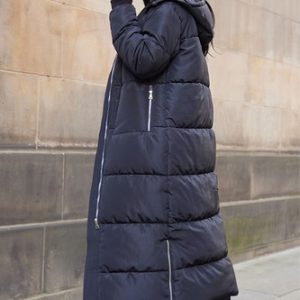 Women Water Resistant Oversized Faux Down Padded Hood Maxi Duvet Puffer Coat