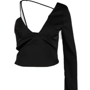 ZARA BLACK PUZZLE SINGLE SLEEVE TOP – Size XS RRP £29.99 BNWT