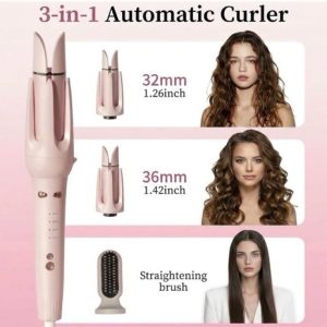 Automatic Hair Curler Rotating Curling Wand Tongs Straightener Thermal Brush Set