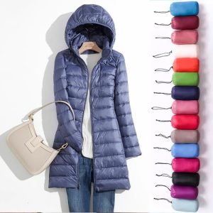 Women’s Packable Long Puffer Jacket – Lightweight Hooded Coat | 5XL-7XL Plus Siz