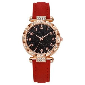 Women’s Quartz Watch with Digital Clock Face and Luminous Dot Markers on