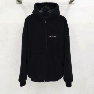 Balenciaga Women’s Logo Embroidered Fleece Zip-Up Hoodie 768694 146348773 [U]