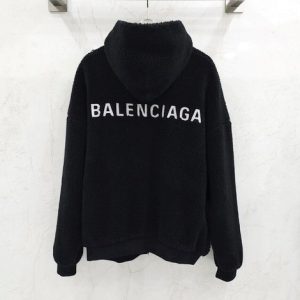 Balenciaga Women’s Logo Embroidered Fleece Zip-Up Hoodie 768694 146348773 [U]