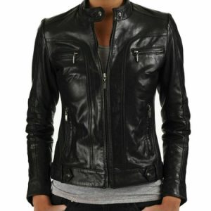 New Womens 100% Genuine Lambskin soft Leather Motorcycle Black Biker Jacket/Coat