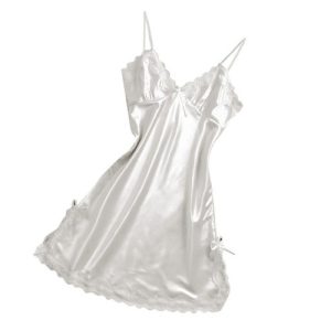 Satin Nightdress For Women Sleeveless Lace Nightdress Woman