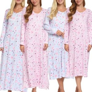 Ladies ‘Floral Reflections’ Nightdress La Marquise Long Sleeve Patterned Nightie