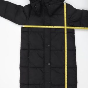 Primark Womens Black Long Puffer Coat XS Hooded Quilted Winter Jacket