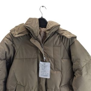 DYG dianyige womens puffer coat camel hooded zip up pockets midi size xl free pp