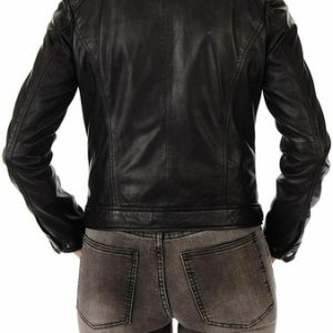 Women’s Soft Lambskin Jacket Black Biker Motorcycle Stylish Real Leather Jacket