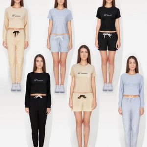 Ex NU.LOOK Summer Women 2PCS Loungewear Tracksuits Shorts Bottom Crop Top