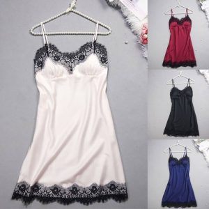 Sexy Womens Lace Nightdress Silk Satin Lingerie Nightwear Nightie Sleepwear PJs
