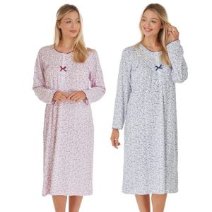Ladies Long Sleeve Nightdress Jessica 100% Cotton Jersey Lady Olga