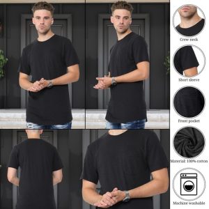 Women’s Plain Cotton Night Wear Long T-shirt Front Pocket Short Sleeve Nightwear