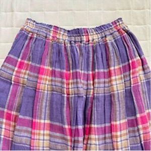 ICHI Antiquites Linen Madras Check Long Skirt – Free Size