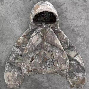 NEW, unisex, Y2k, emo, grunge, vintage 2000s,  hoodie (zip-up), camo