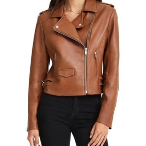 Zayn Modern Style Women’s Genuine Leather Jacket Brown Biker Pure Lambskin Coat