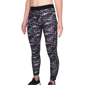 More Mile Go For It Womens Running Tights Black Printed Lightweight Run Sports