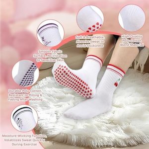 3 Pairs Pilates Socks, Cute Non-Slip Pilates Socks for Women, Grippy Yoga Socks