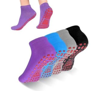 4 Pairs Pilates Socks for Women Non Slip Grip Sock Yoga Socks Ankle Grippy Sock