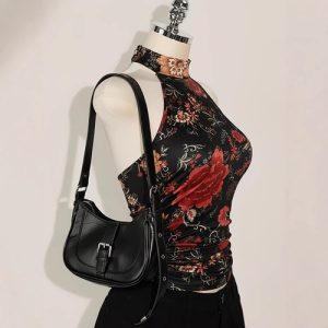 Y2K Floral Print Crop Top Women’s Halter Neck Sleeveless Cami Tank Summer