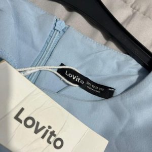 Light Blue Polyester Dress: Elegant Design with Hand-Embellished Embroidery.