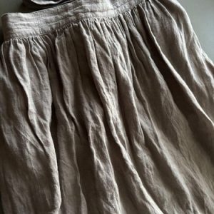ICHI Antiquites Linen Ribbon Gathered Skirt Beige Free Size