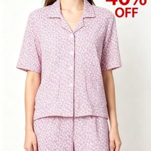 Pyjama Set Bottoms Top Women Loungewear Nightwear Short Sleeve Floral Print PJS