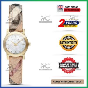 BURBERRY BU9226 The Classic City Diamonds Brown Leather Strap Womens Watch 26mm
