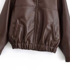 Polyester Biker Jacket Faux Leather Jacket For Holiday Travel Fashion Style Wear