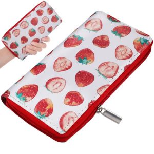 Strawberry Wallet Zipper Long Purse Coin Purse Credit Card Wallet for Women